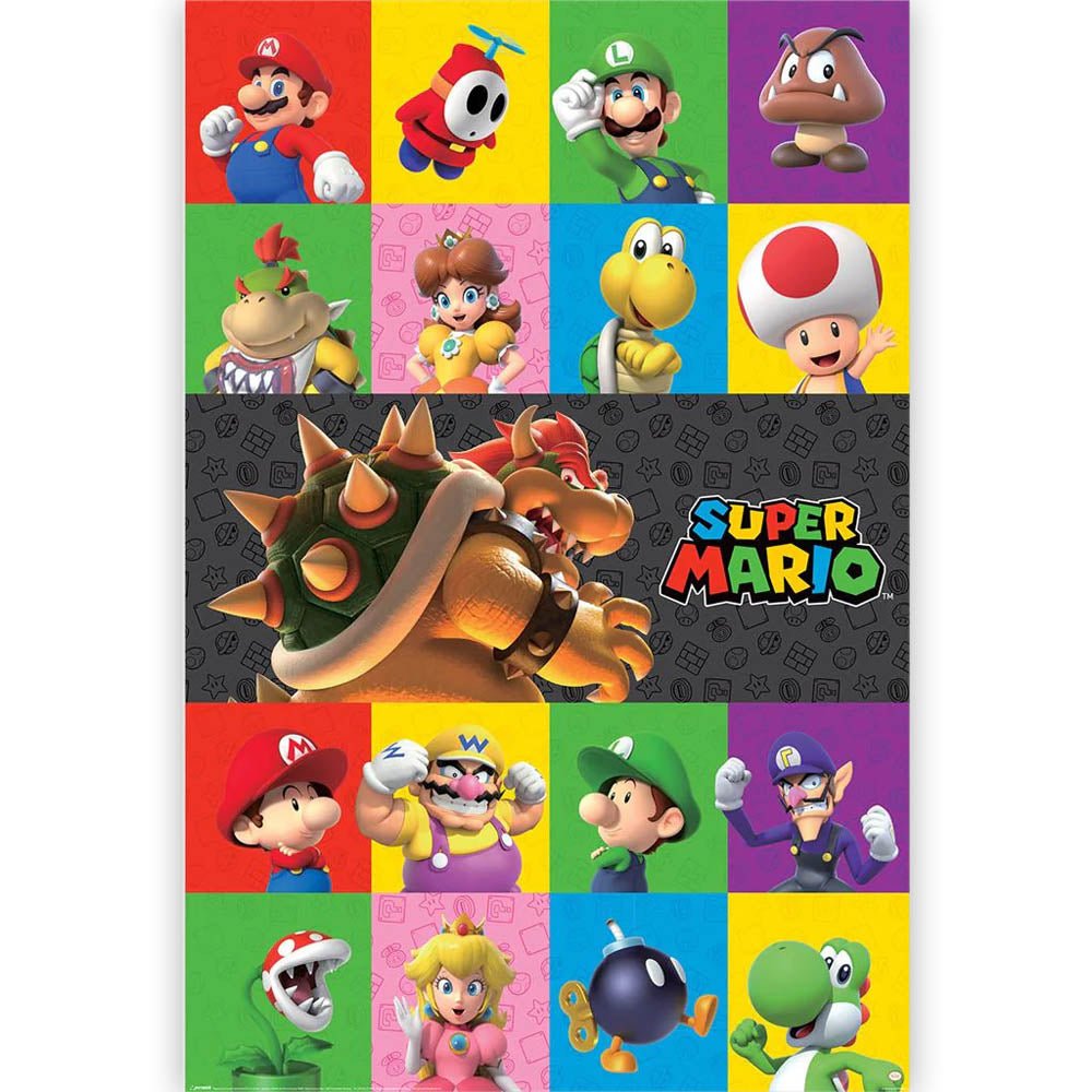 SUPER MARIO スーパーマリオ (40周年 ) - Characters / ポスター - PGS